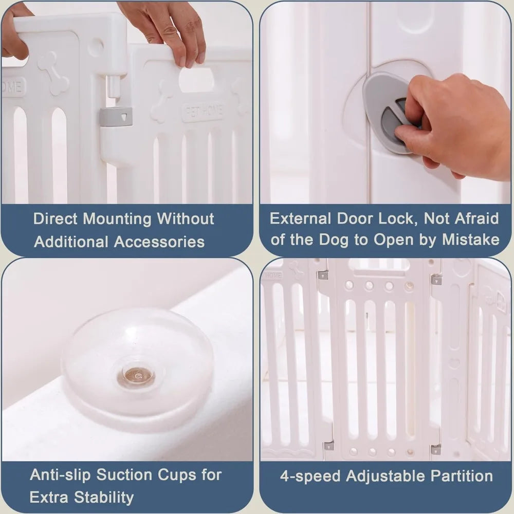 2 Room Dog Playpen with Door,DIY Shape Combination Puppy Pen,16-Panel+2 Link Piece+Large Door+Small Door,25.5" H Dog Fence,Non-S