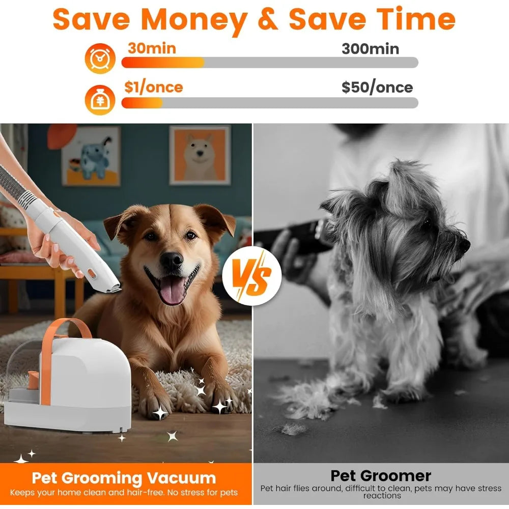 12,000Pa Pet Hair Grooming Vacuum for Dogs, Vacuum Brush for Shedding Grooming, Low Noise Home Cleaning Tool in 1, PG10
