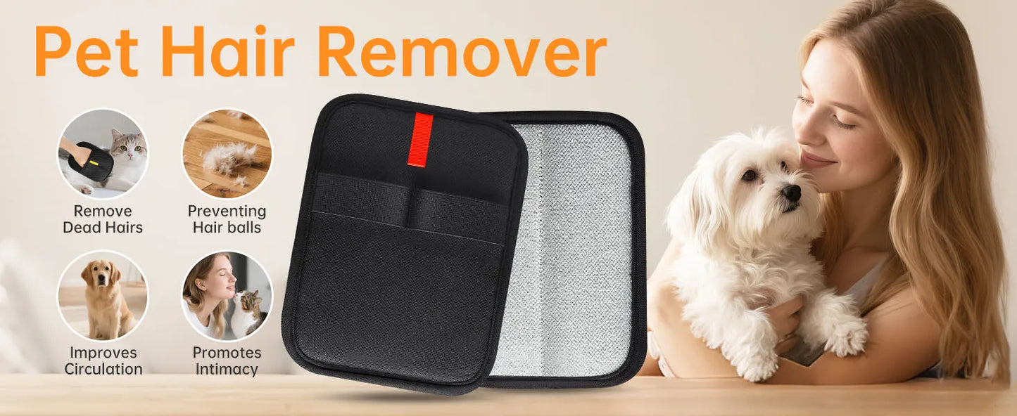 2 Pcs Static Pet Hair Removal Gloves, Reusable Electrostatic Pet Cat Dog Hair Remover Grooming Gloves Brush Tool for Couch, Furn