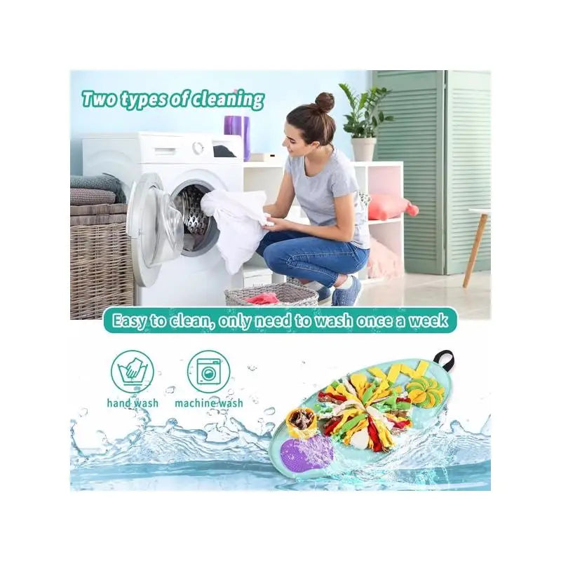 Interactive Snuffle Pad for Small Dogs - Puzzle Toy for Sniffing & Licking, Squeaky Design, Enhances Foraging Skills (Blue)