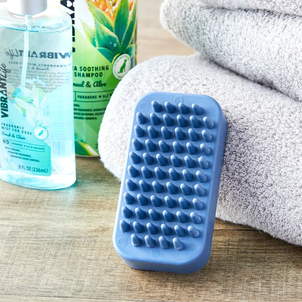 Single Sided TPR Dog Curry Brush Washing Shampooing Massaging Pet Grooming Tool with Ergonomic Design All Coat Types