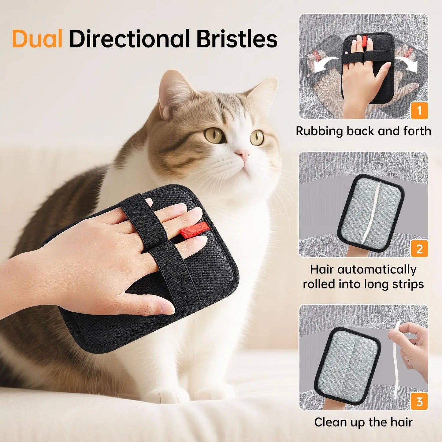 2 Pcs Static Pet Hair Removal Gloves, Reusable Electrostatic Pet Cat Dog Hair Remover Grooming Gloves Brush Tool for Couch, Furn