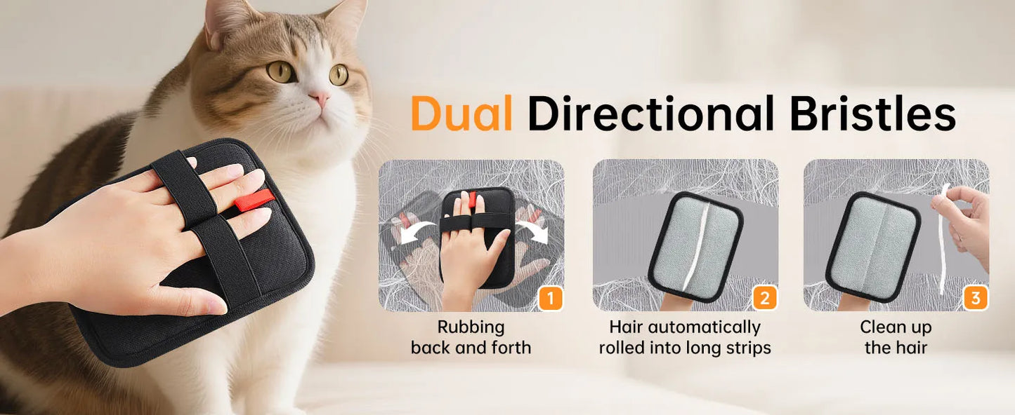 2 Pcs Static Pet Hair Removal Gloves, Reusable Electrostatic Pet Cat Dog Hair Remover Grooming Gloves Brush Tool for Couch, Furn