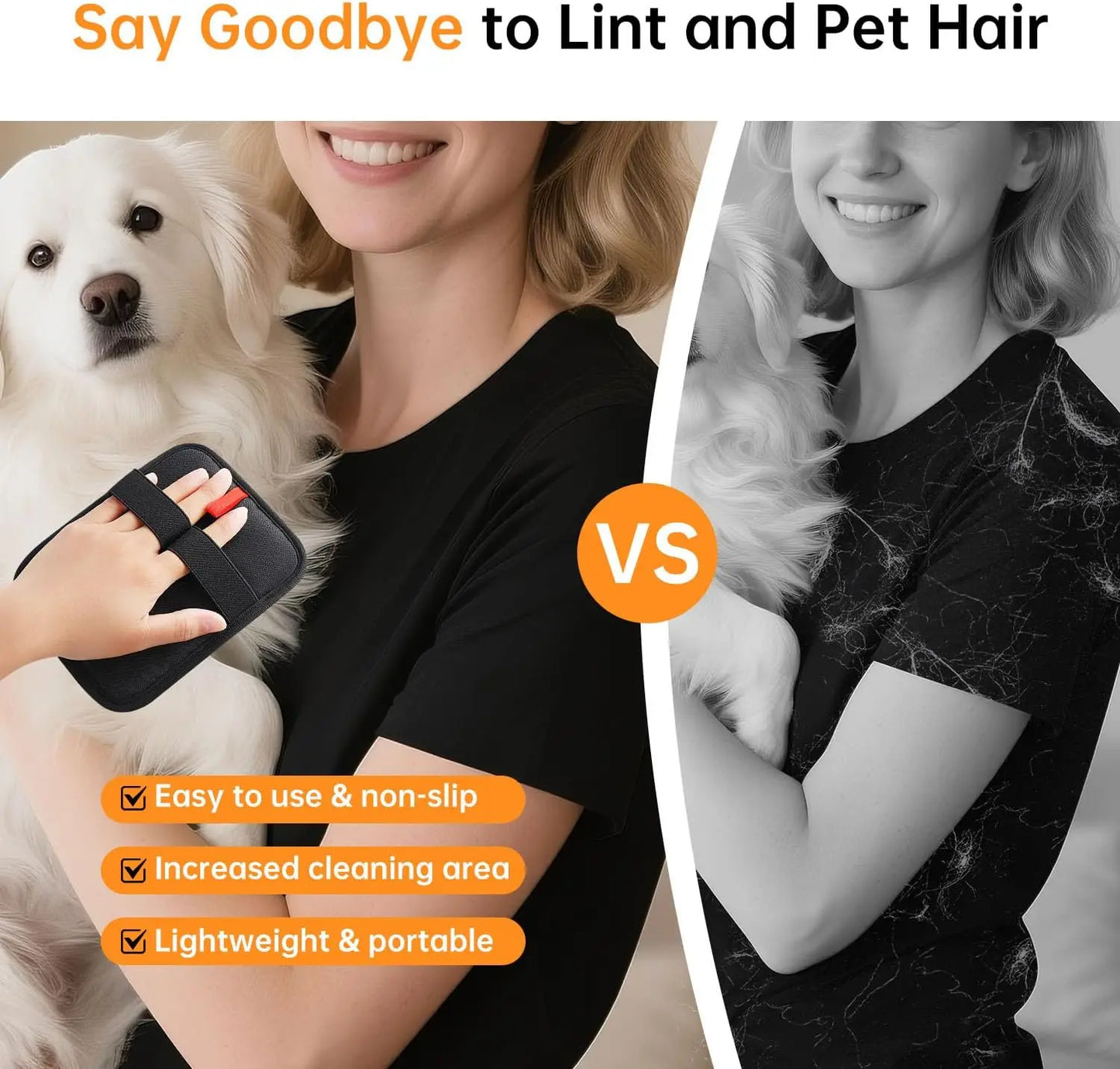 2 Pcs Static Pet Hair Removal Gloves, Reusable Electrostatic Pet Cat Dog Hair Remover Grooming Gloves Brush Tool for Couch, Furn
