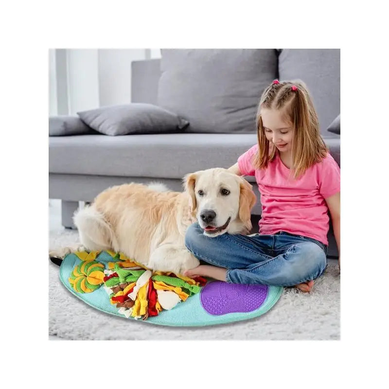 Interactive Snuffle Pad for Small Dogs - Puzzle Toy for Sniffing & Licking, Squeaky Design, Enhances Foraging Skills (Blue)