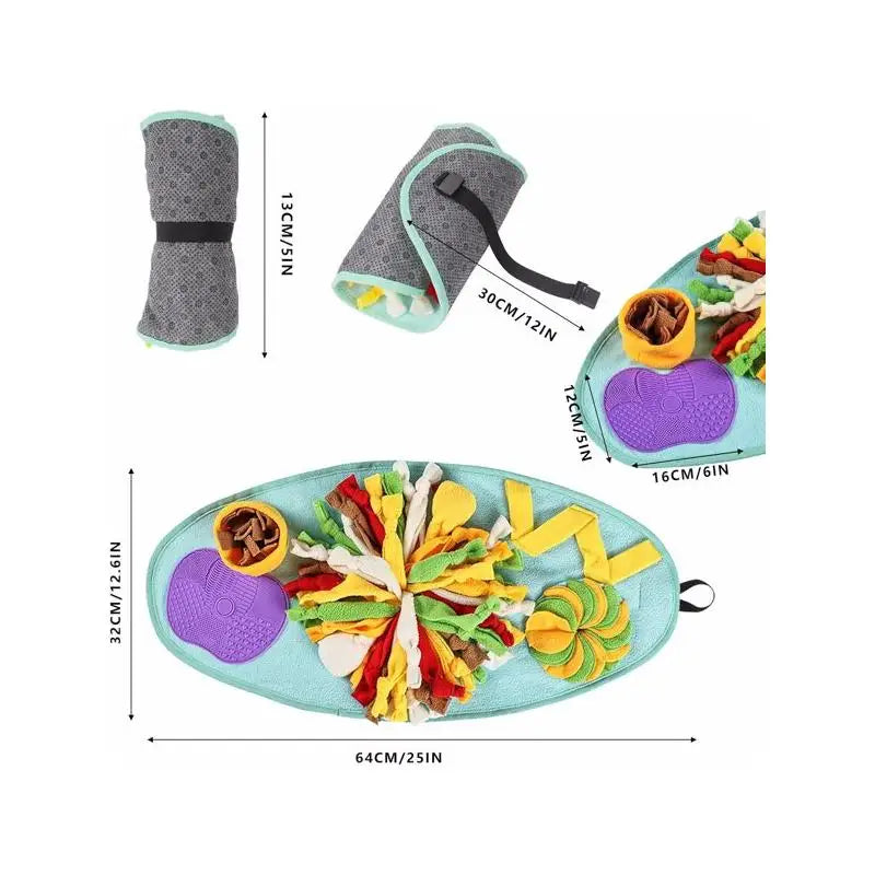 Interactive Snuffle Pad for Small Dogs - Puzzle Toy for Sniffing & Licking, Squeaky Design, Enhances Foraging Skills (Blue)