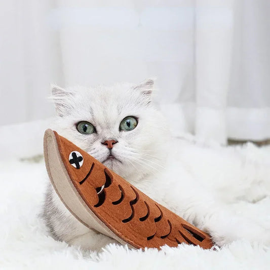 Funny Fish Shape Leaking Food Toy Bite-resistant Sniffing Puzzle Doll Tooth Cleaning Molar Toys For Dogs Cats