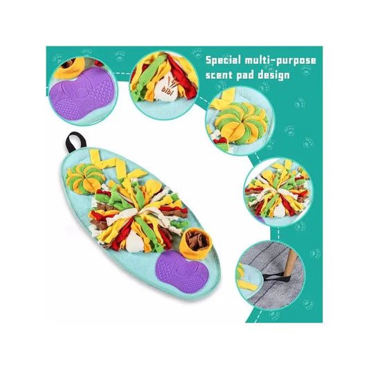 Interactive Snuffle Pad for Small Dogs - Puzzle Toy for Sniffing & Licking, Squeaky Design, Enhances Foraging Skills (Blue)