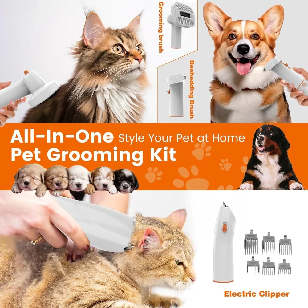 12,000Pa Pet Hair Grooming Vacuum for Dogs, Vacuum Brush for Shedding Grooming, Low Noise Home Cleaning Tool in 1, PG10