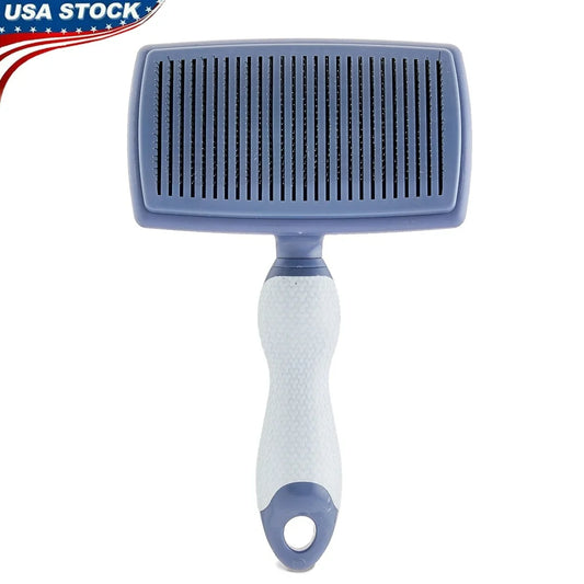 Self Cleaning Slicker Brush Dogs with Non-Slip Handle Flexible Bristles Durable Plastic Deep Coat Massage Grooming Tool